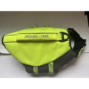 Arcadia Trail Dog Life Jacket Vest Medium Used Neon Yellow Reflective Water